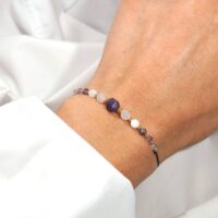 Bransoletka z Kamieni Naturalnych Znak Zodiaku Ametyst Kwarc Różowy Bransoletka Na Szczęście Amulet Talizman Bransoletka dla Ryb Ryby Kamienie Naturalne Szlachetne Prezent Na Urodziny Święta 7